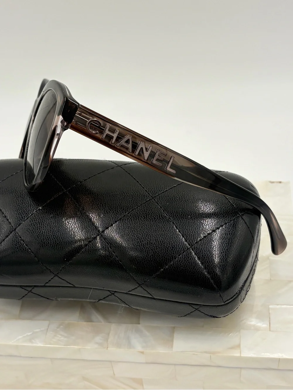 CHANEL Pantos Logo Smoke Brown Rounded Cat-Eye Sunglasses 5458-A
